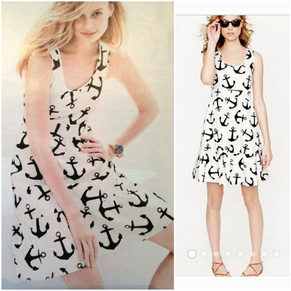 J. Crew Dizzy Anchors Dress Shift Sz 10 Nautical Yacht Club Boat Beach Y2K 90s